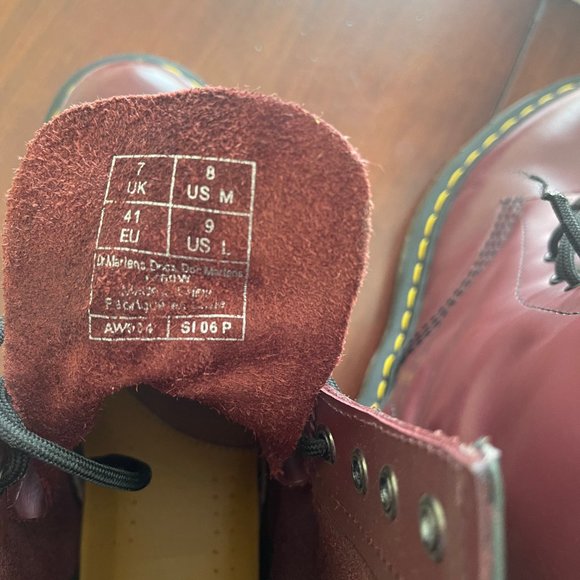 Doc Martens 1460 Smooth Leather Lace-Up Boots - Cherry Red - Picture 8 of 8